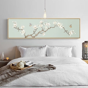 Cherry Blossoms Wide Wall Art With Wood Framenordic style wall decor