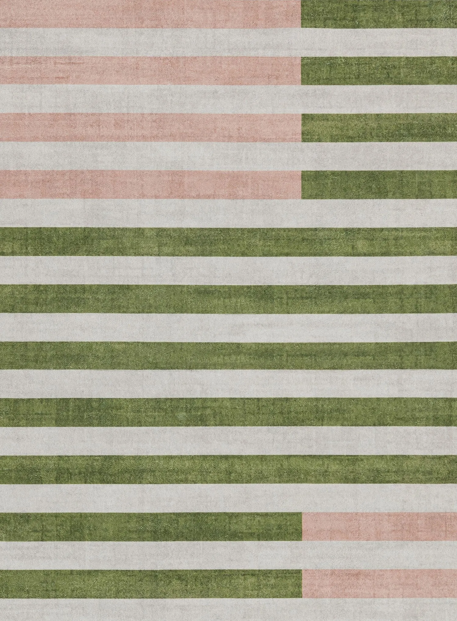 Chisa Green and Pink Washable Rug