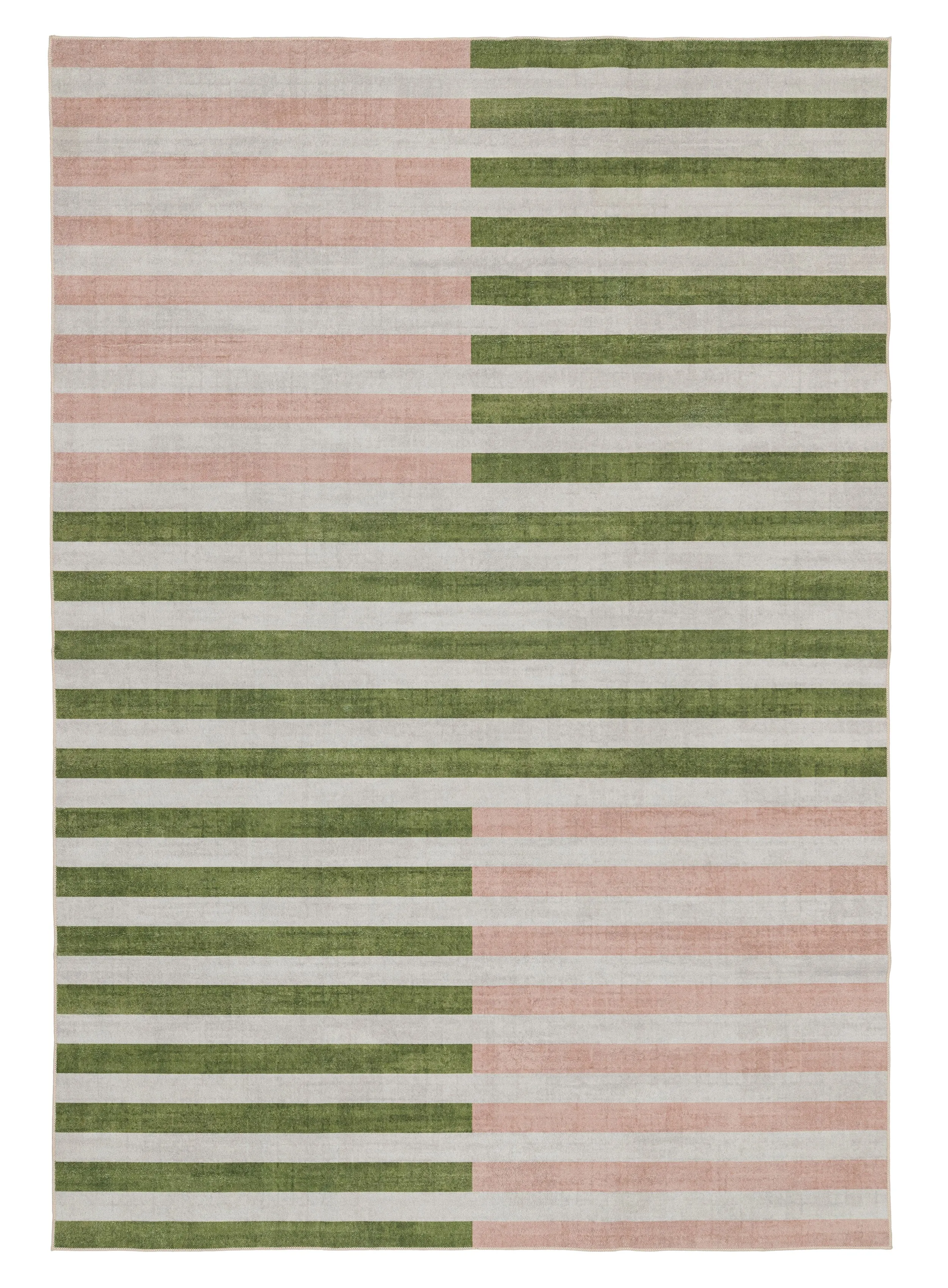 Chisa Green and Pink Washable Rugmodern color block patchwork rug