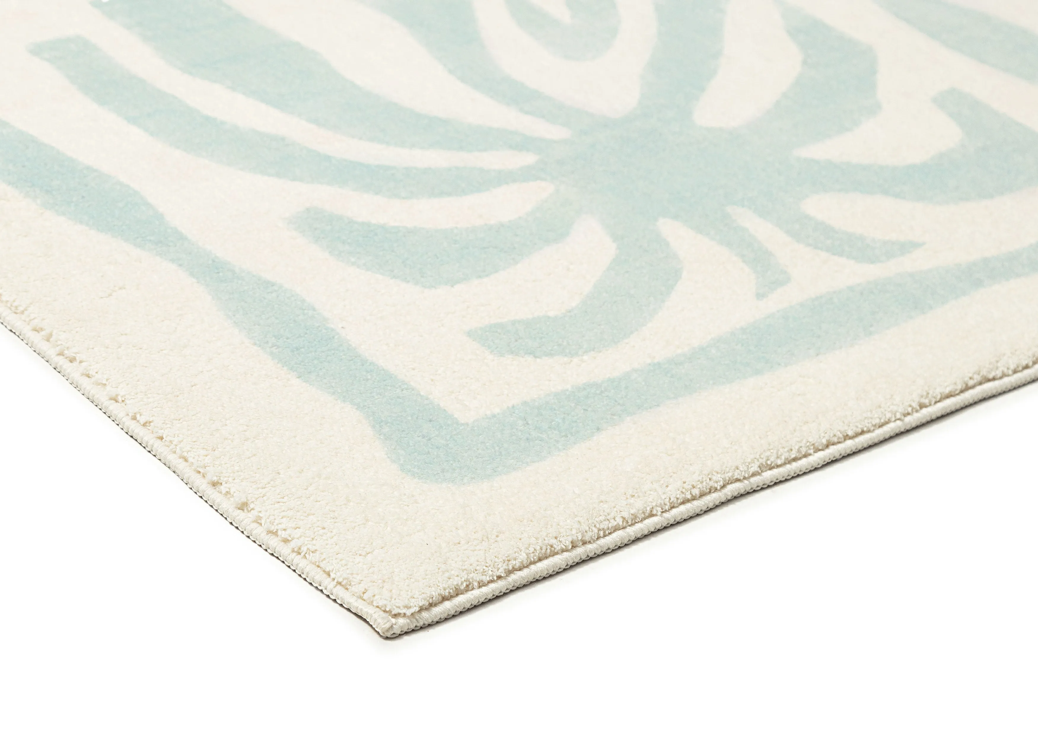 Cindy Blue Waves and Palms Washable Rug