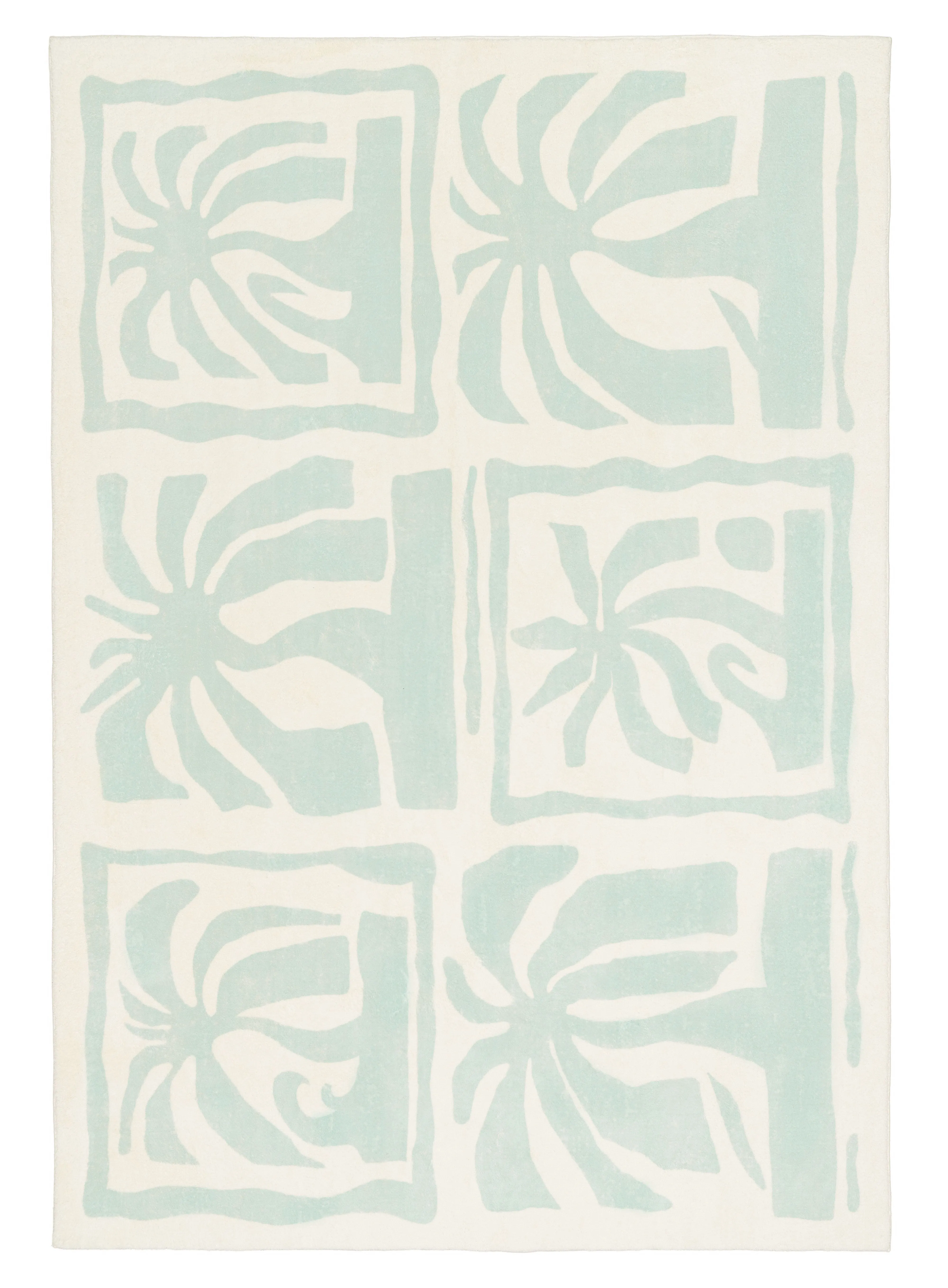 Cindy Blue Waves and Palms Washable Rugmodern color block patchwork rug