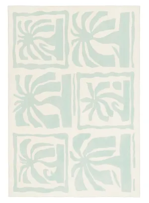Cindy Blue Waves and Palms Washable Rugmodern color block patchwork rug