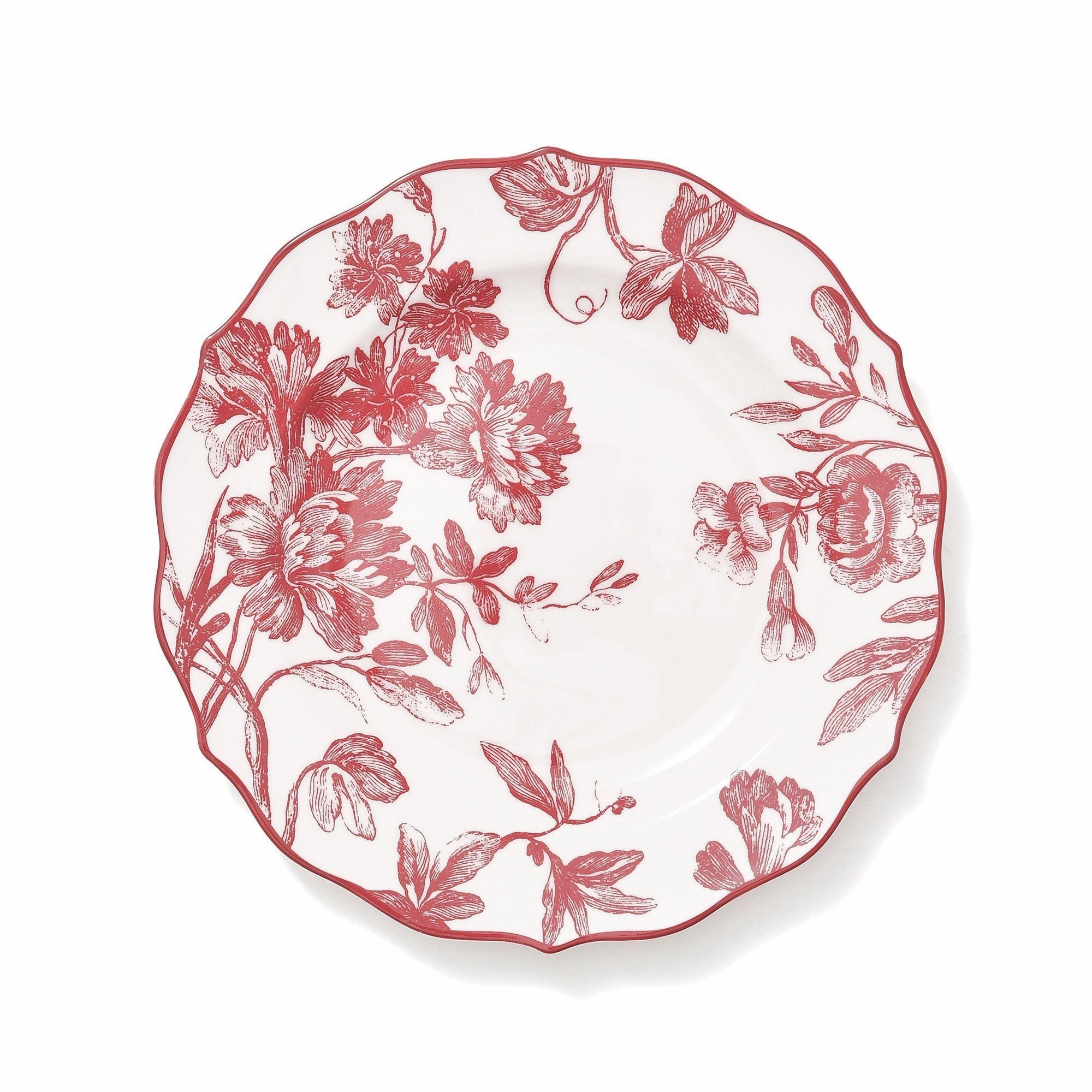 Classic Flower Plate Medium Redhand-painted ceramic bowl