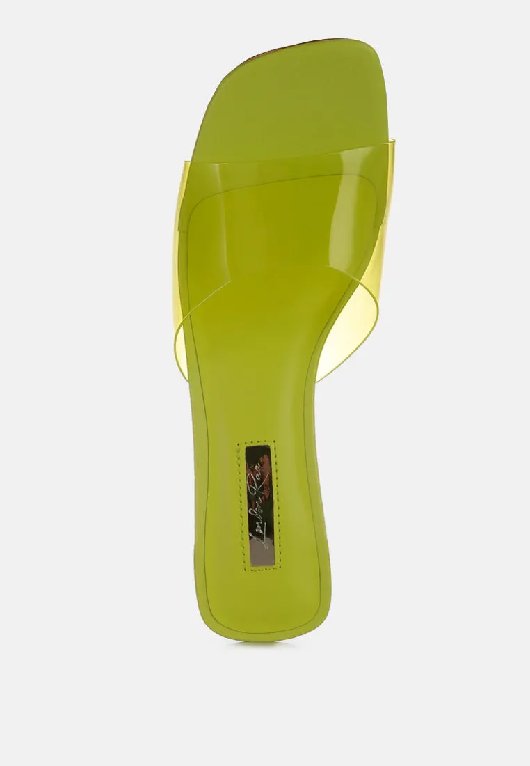 clear flirt clear strap slip on heels sandals London Rag