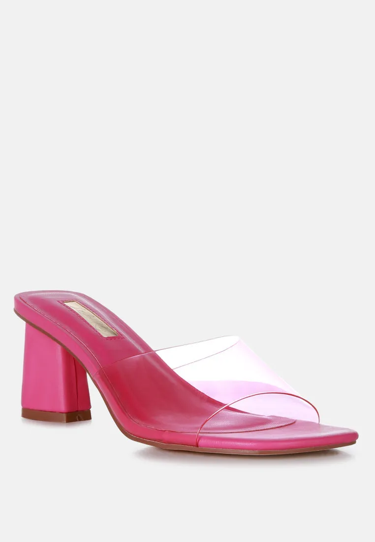 clear flirt clear strap slip on heels sandals London Rag