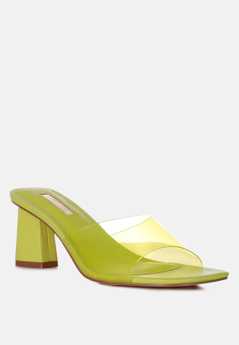 clear flirt clear strap slip on heels sandals London Rag