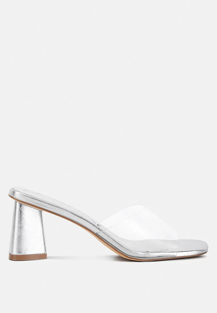 clear flirt clear strap slip on heels sandals London Rag