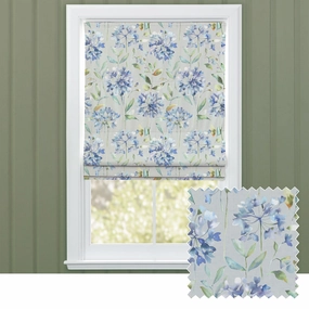 Clovelly Printed Cotton Made to Measure Roman Blinds Bluebellbedding sets ,throw blankets 
