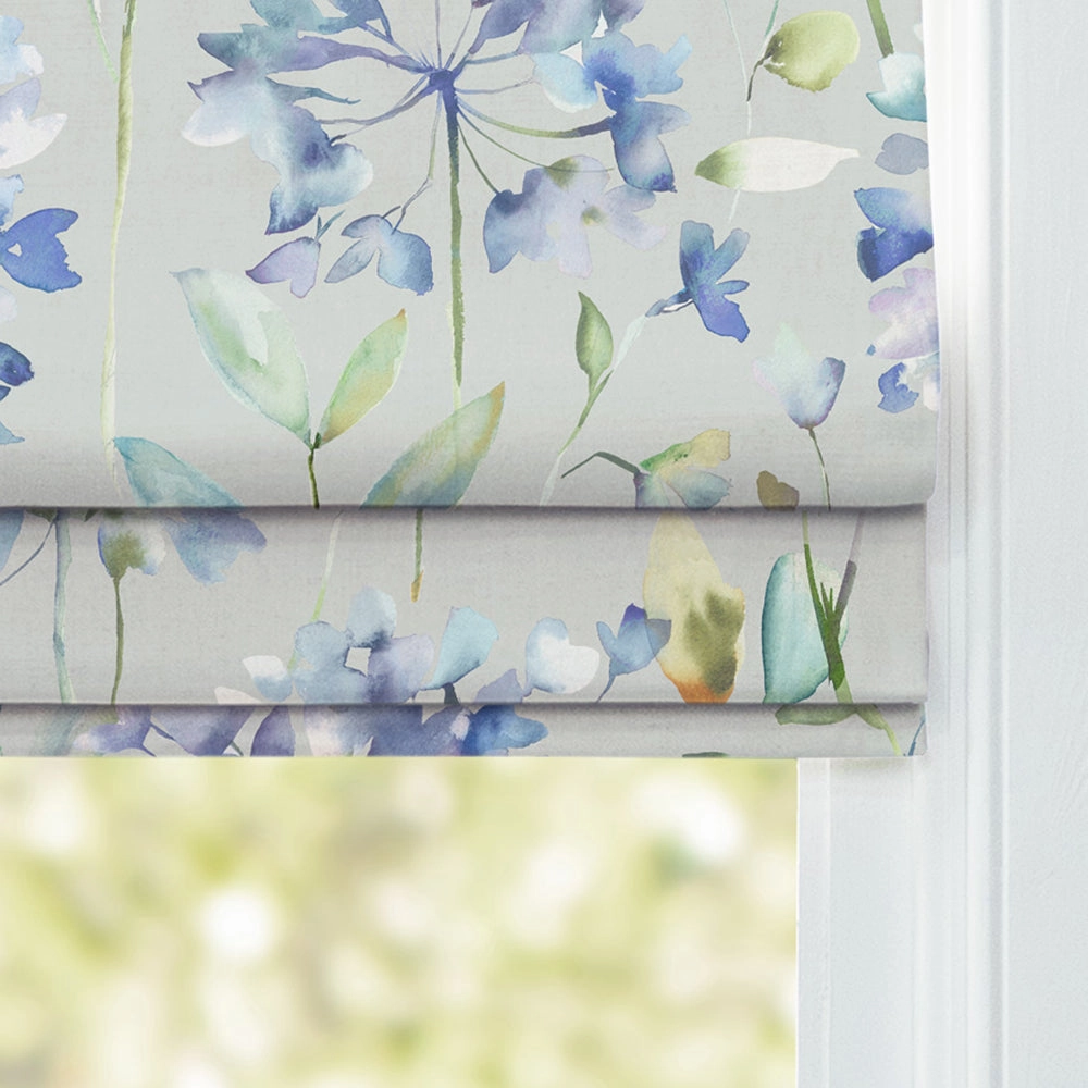 Clovelly Printed Cotton Made to Measure Roman Blinds Bluebell