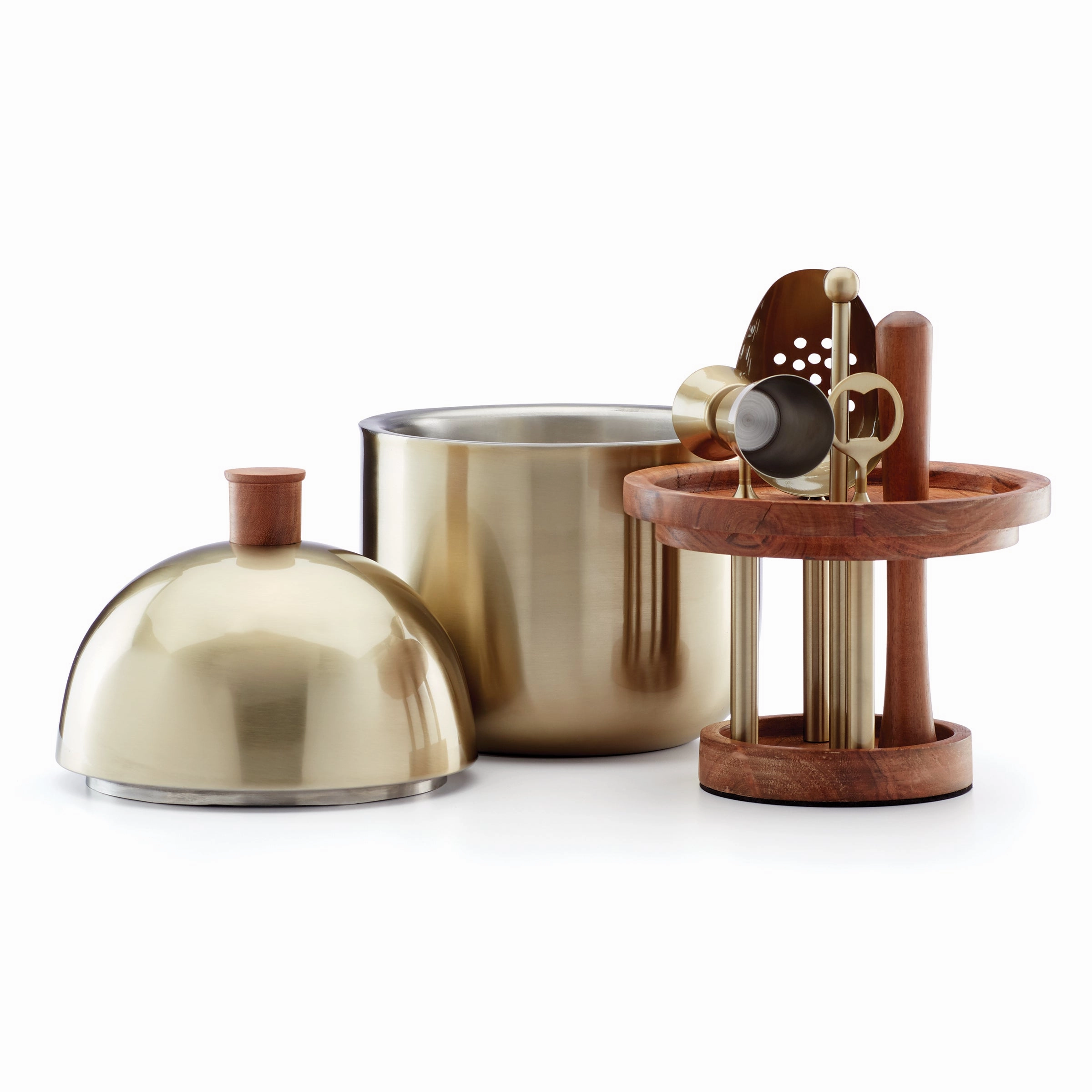 Cocktail Party Brushed Gold  Bar Tool Set