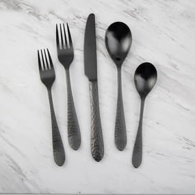 Colby Black Hammered 20 Piece Flatware Seteco-friendly bamboo fiber tableware set 
