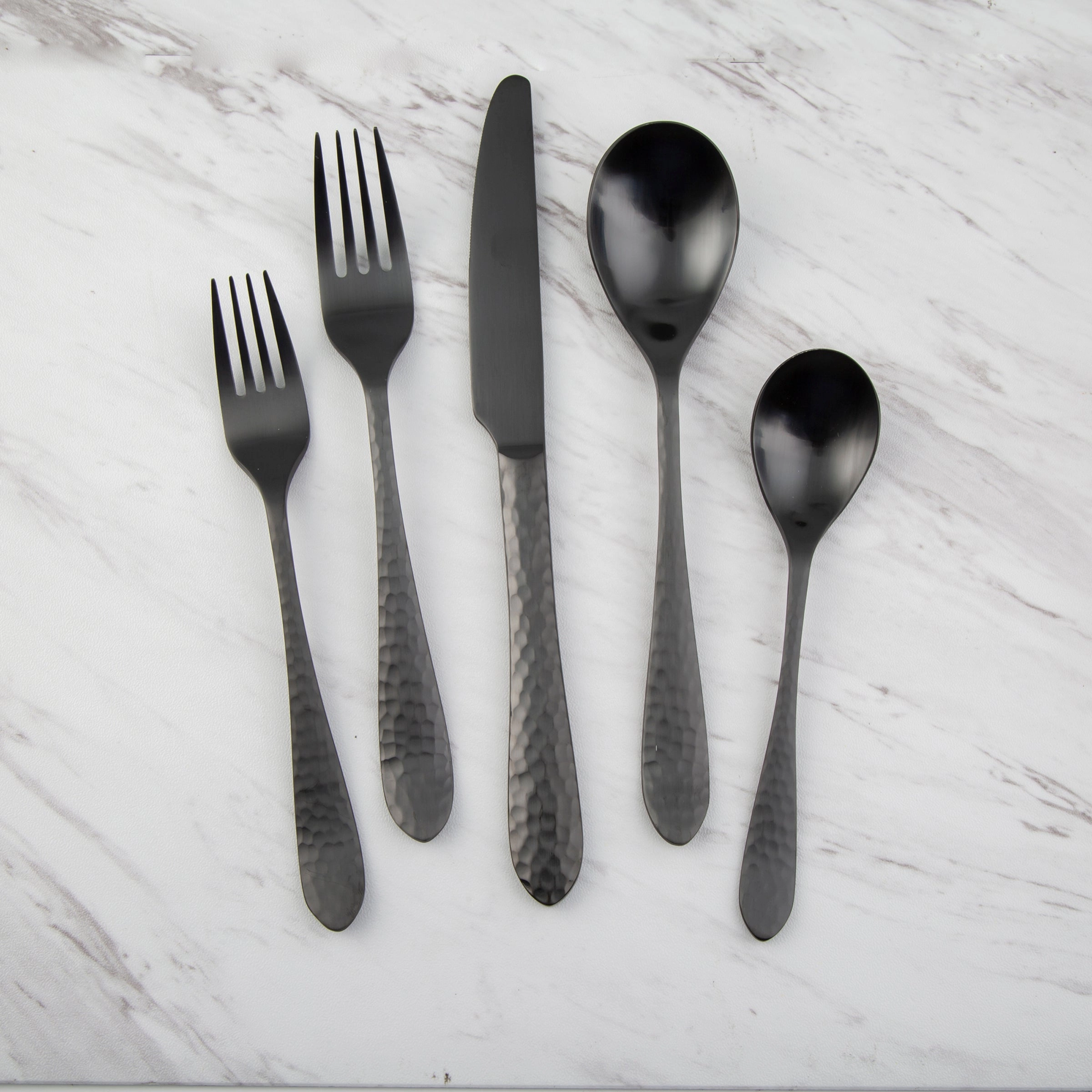 Colby Black Hammered 20 Piece Flatware Seteco-friendly bamboo fiber tableware set 