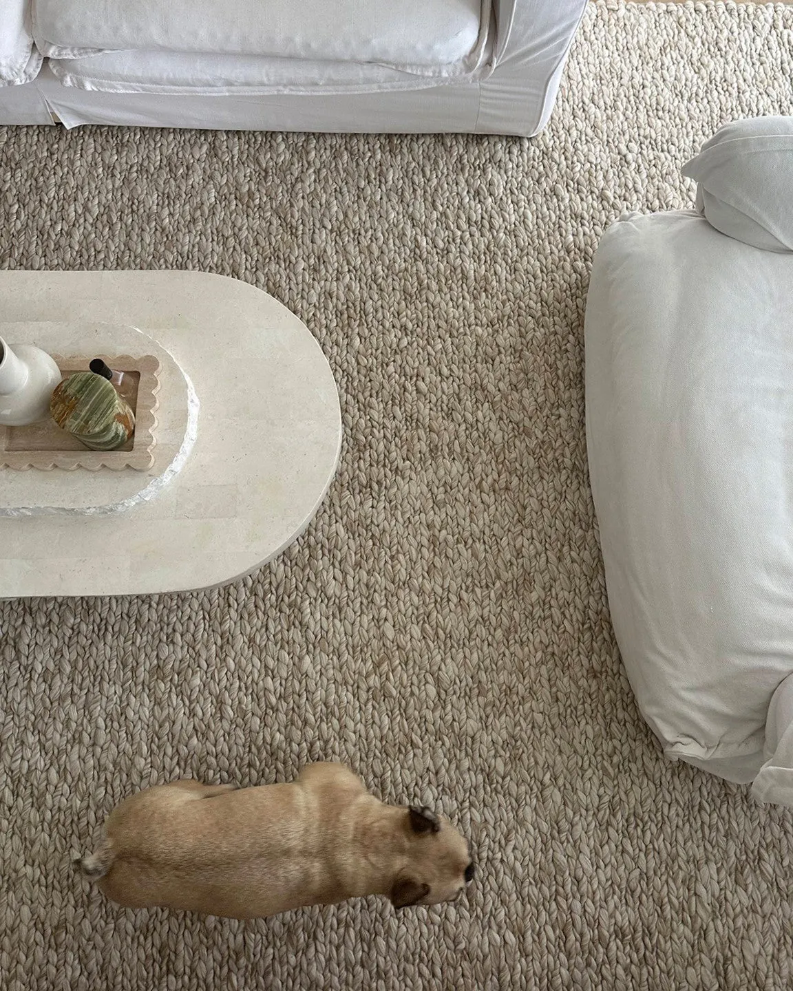 Colette Cream and Beige Marbled Wool Rug