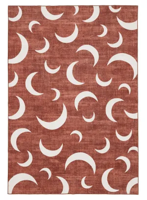 Collana Brown Terracotta Moon Washable Rugmodern color block patchwork rug