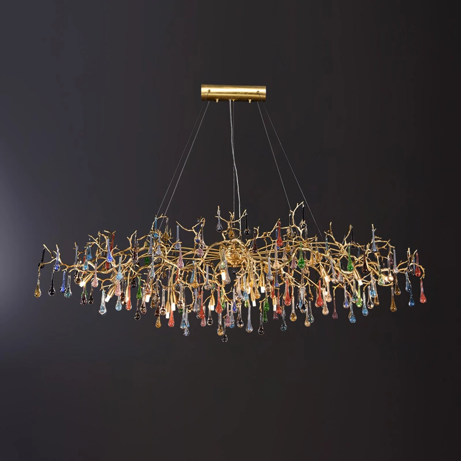 Colorful Raindrop Brass Branch Chandelier