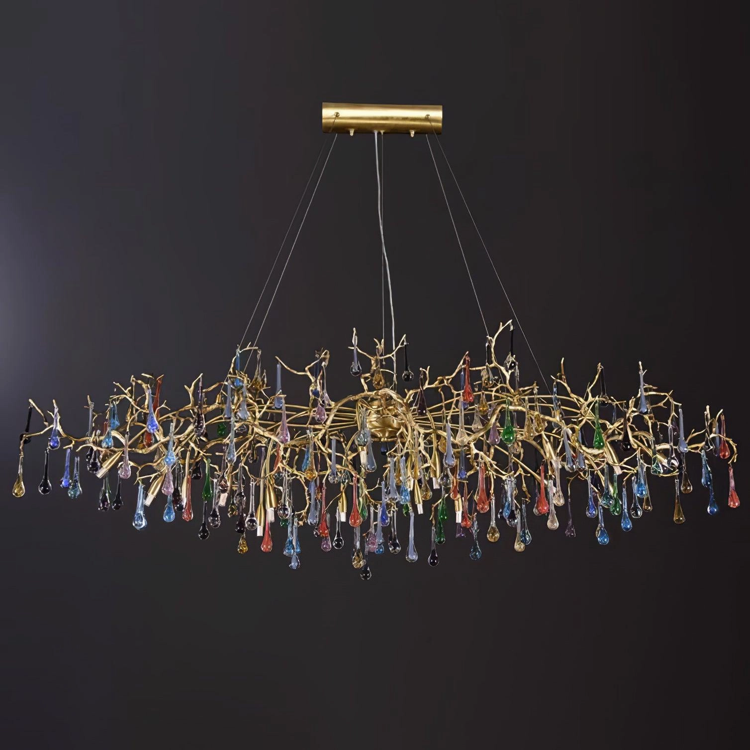 Colorful Raindrop Brass Branch Chandelier