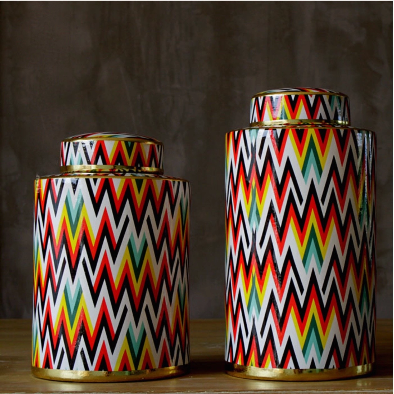 Colourful Chevron Pattern Urn Vaseshome decoration ,modern home decor 