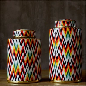Colourful Chevron Pattern Urn Vaseshome decoration ,modern home decor 