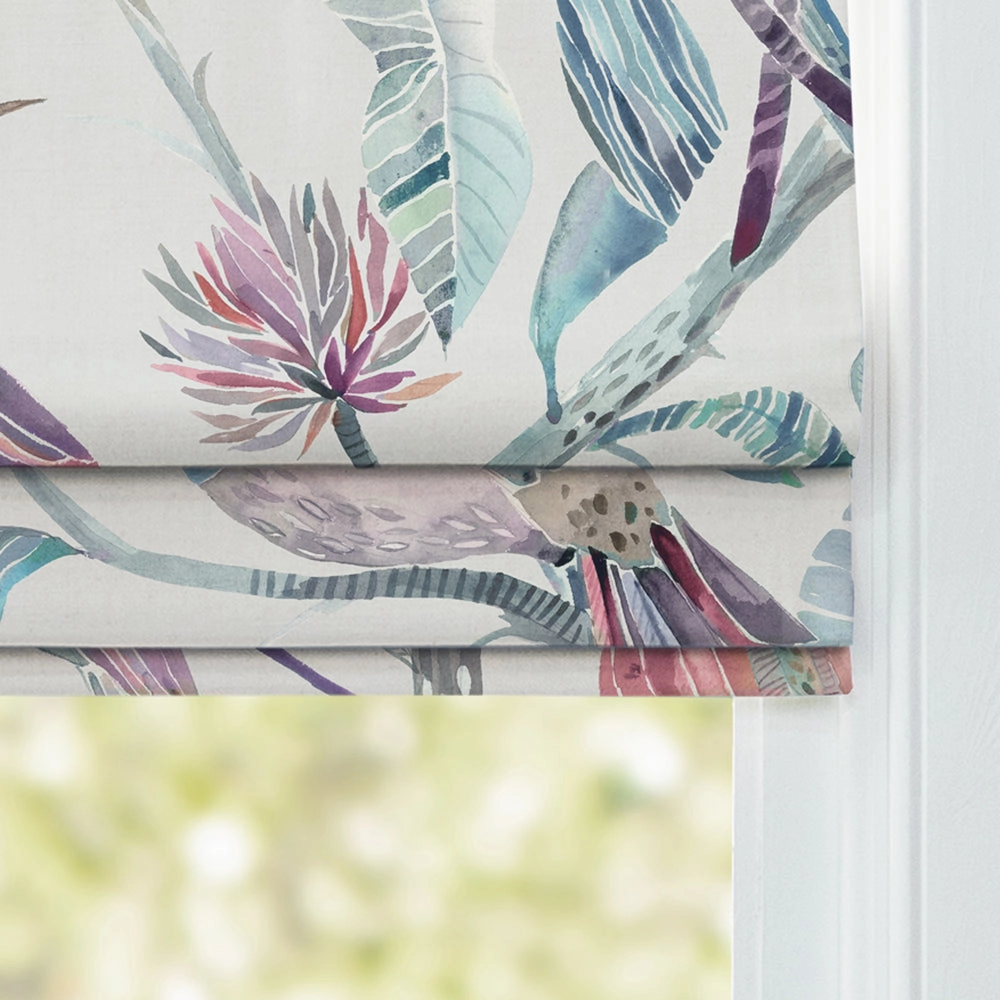 Colyford Printed Cotton Made to Measure Roman Blinds Loganberry