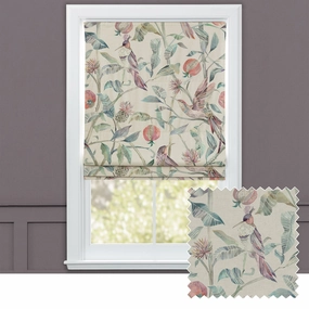 Colyford Printed Cotton Made to Measure Roman Blinds Loganberry/Naturalbedding sets ,throw blankets 