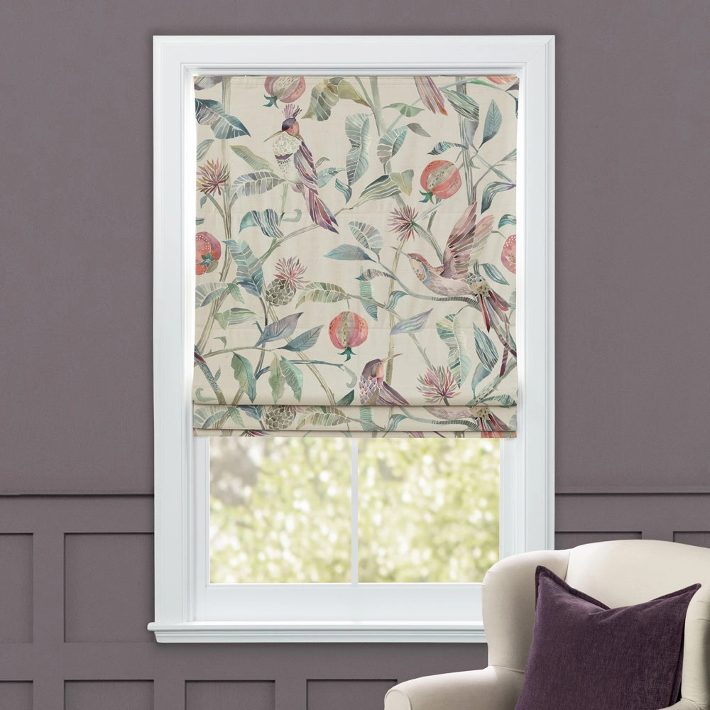 Colyford Printed Cotton Made to Measure Roman Blinds Loganberry/Natural