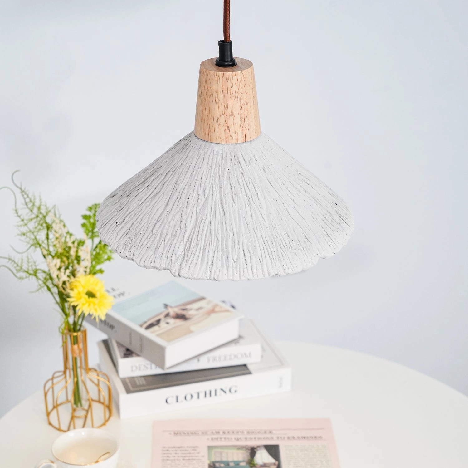 Concrete Pleated Pendant Lamp