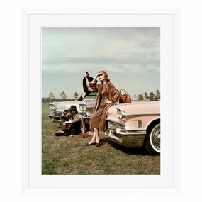Conde Nast Collection, Model Leaning on 1958 Cadillacnordic style wall decor