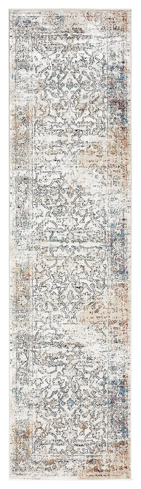 Constance Beige And Blue Distressed Floral Runner Rugmodern color block patchwork rug