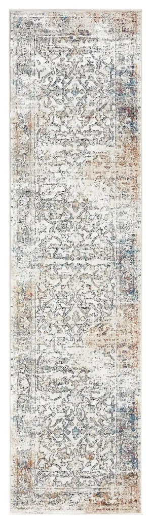 Constance Beige And Blue Distressed Floral Runner Rugmodern color block patchwork rug