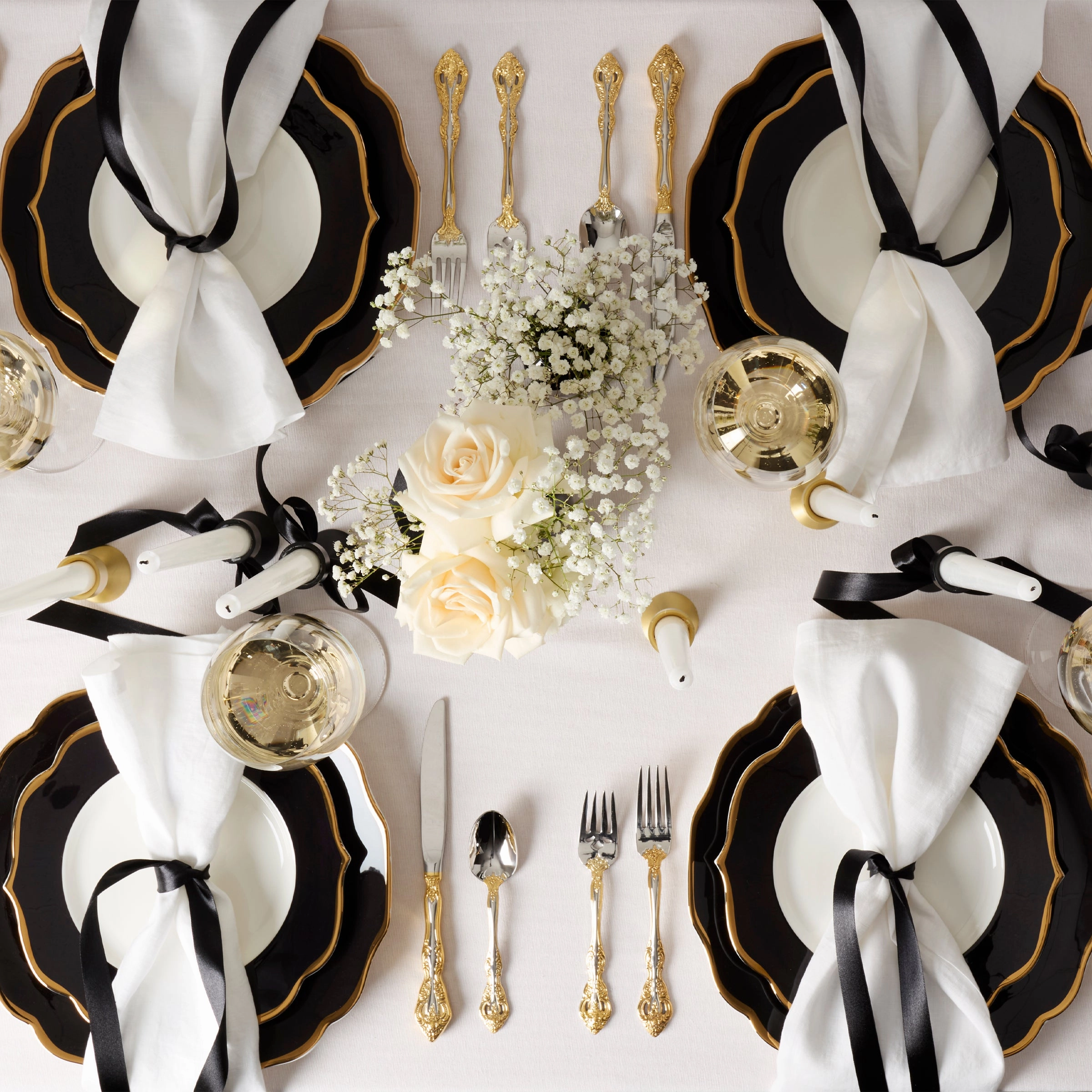 Contempo Luxe Black Accent Plates - Set of 4