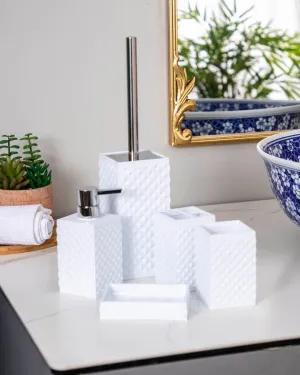 Contemporary Acrylic 4-Piece Bathroom Set - Whitebathroom decor,boho bathroom decor,minimalist bathroom decor
