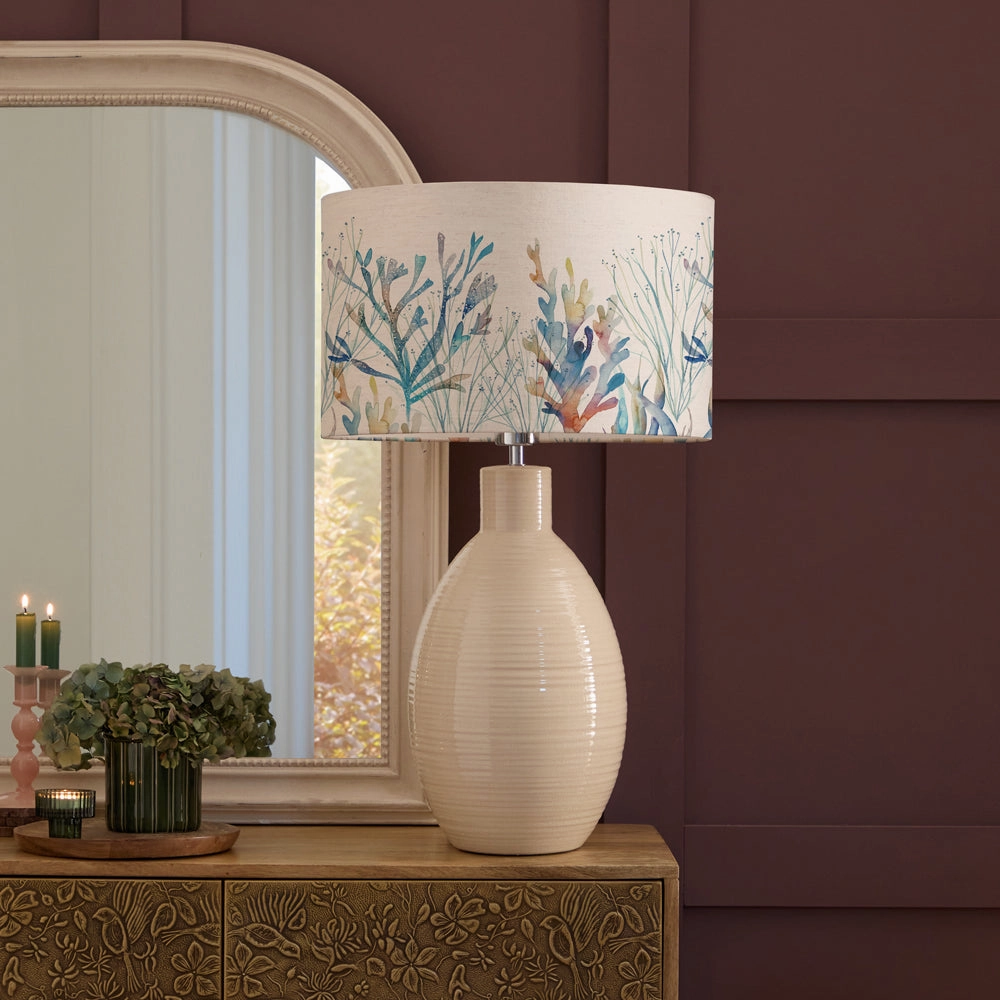 Coral Reef Eva & Epona Complete Table Lamp Cream/Cobalt
