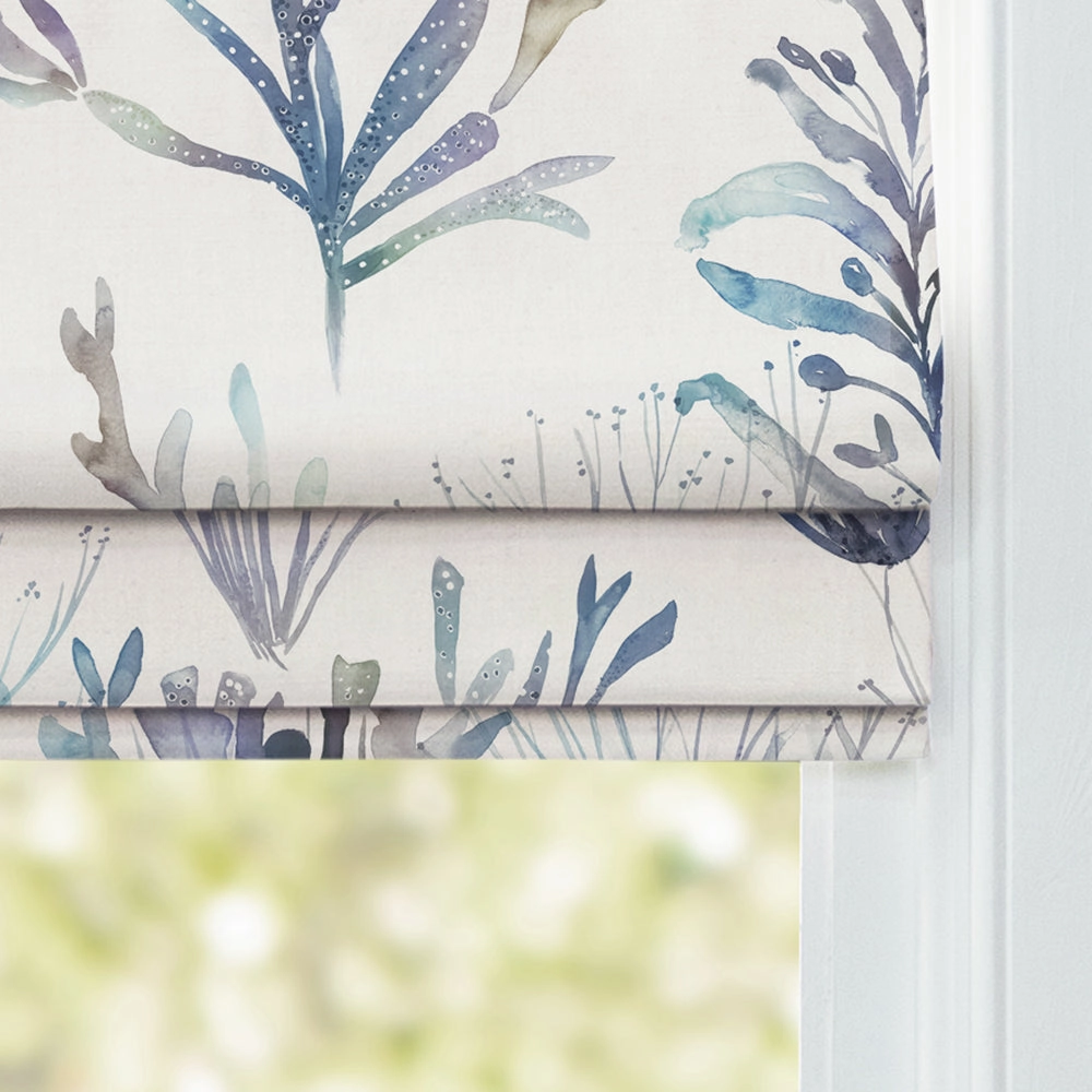 Coral Reef Printed Cotton Made to Measure Roman Blinds Slate