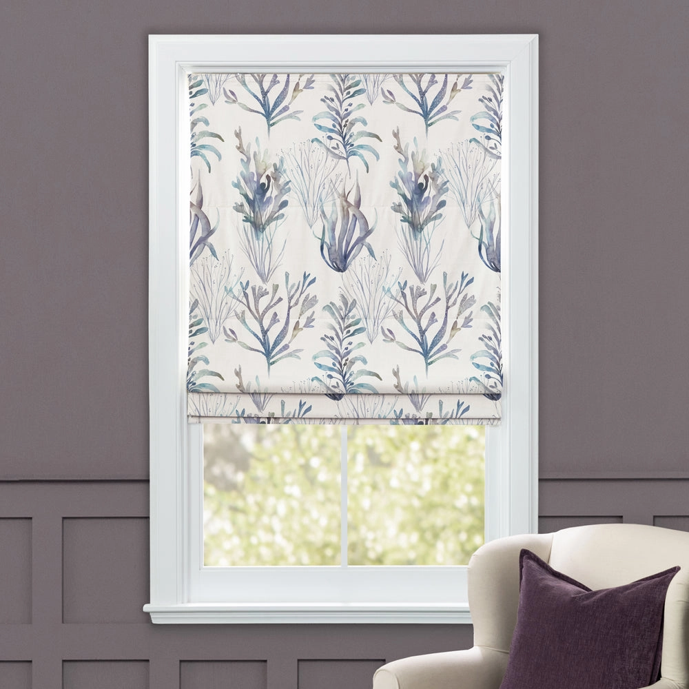 Coral Reef Printed Cotton Made to Measure Roman Blinds Slate