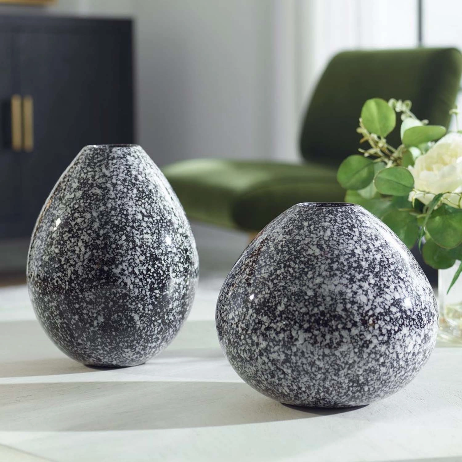 Cosmic Black White Vase - Medium