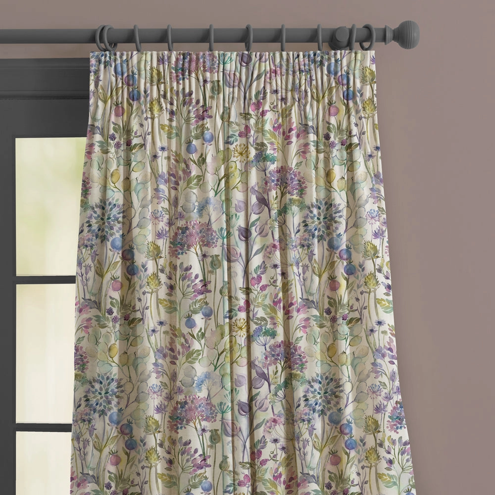 Country Hedgerow Linen Printed Made to Measure Curtains Lilac