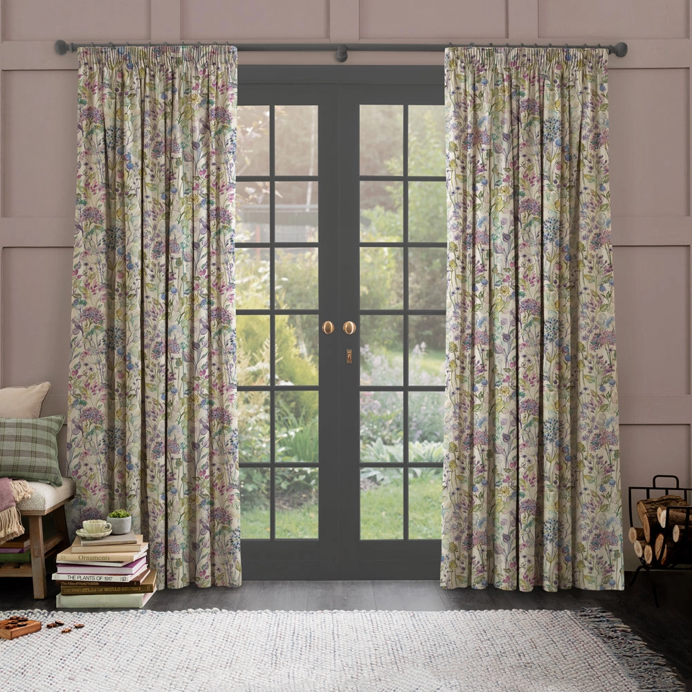 Country Hedgerow Linen Printed Made to Measure Curtains Lilac