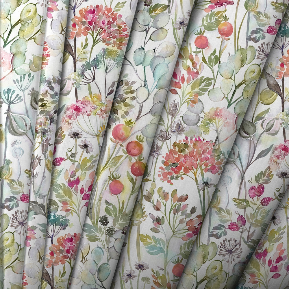 Country Hedgerow Printed Cotton Made to Measure Roman Blinds Coral/Cream