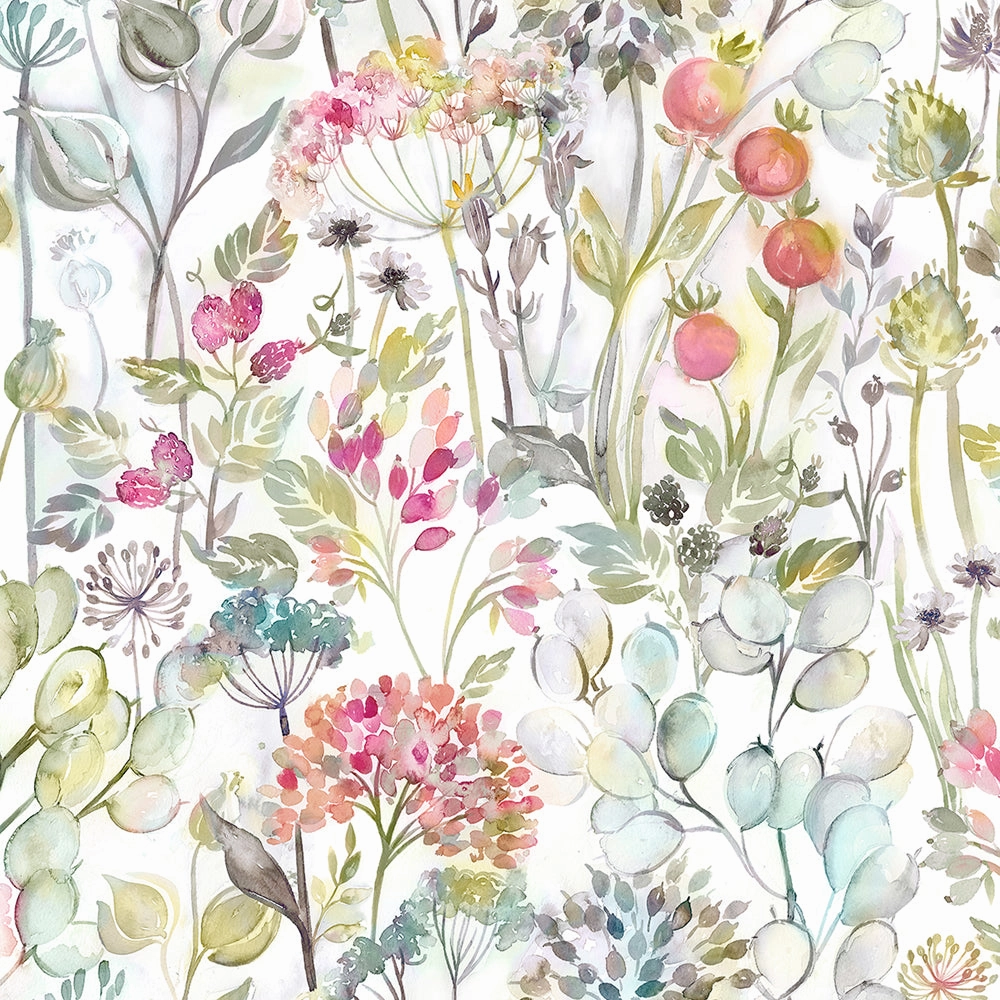 Country Hedgerow Printed Cotton Made to Measure Roman Blinds Coral/Cream