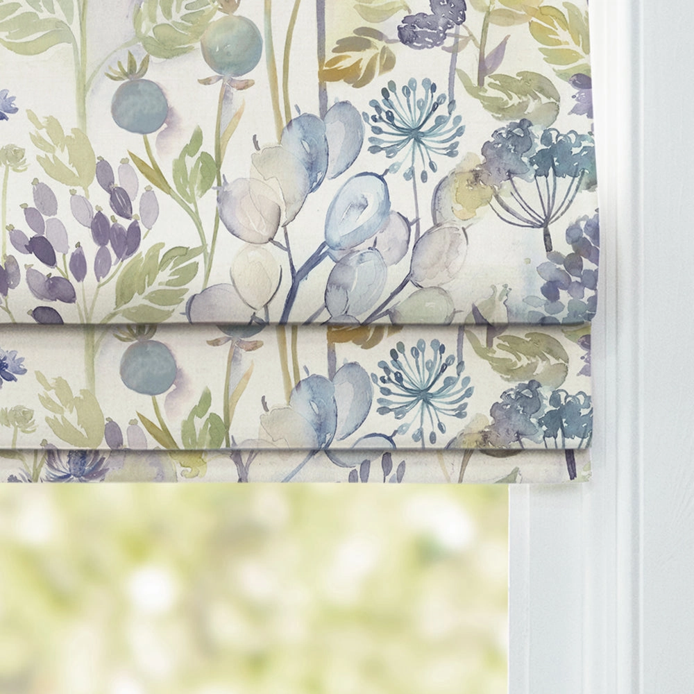 Country Hedgerow Printed Cotton Made to Measure Roman Blinds Sky/Cream