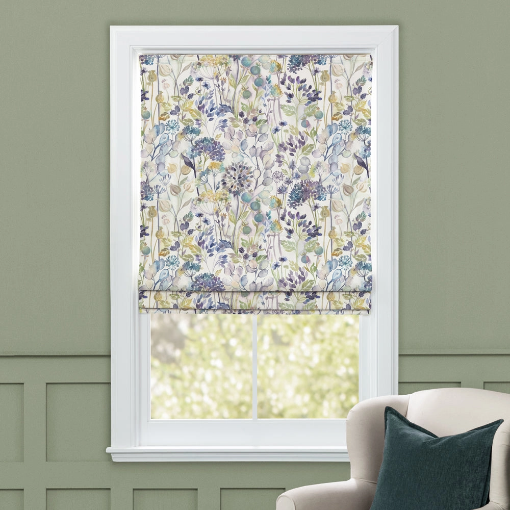 Country Hedgerow Printed Cotton Made to Measure Roman Blinds Violet/Cream