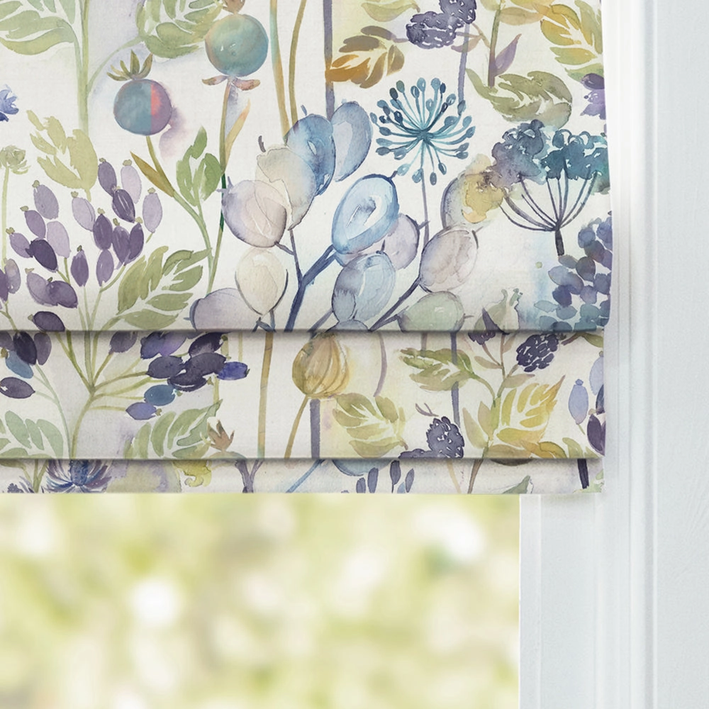 Country Hedgerow Printed Cotton Made to Measure Roman Blinds Violet/Cream