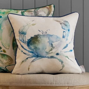 Crab Printed Piped Cushion Cobaltbedding sets ,throw blankets 
