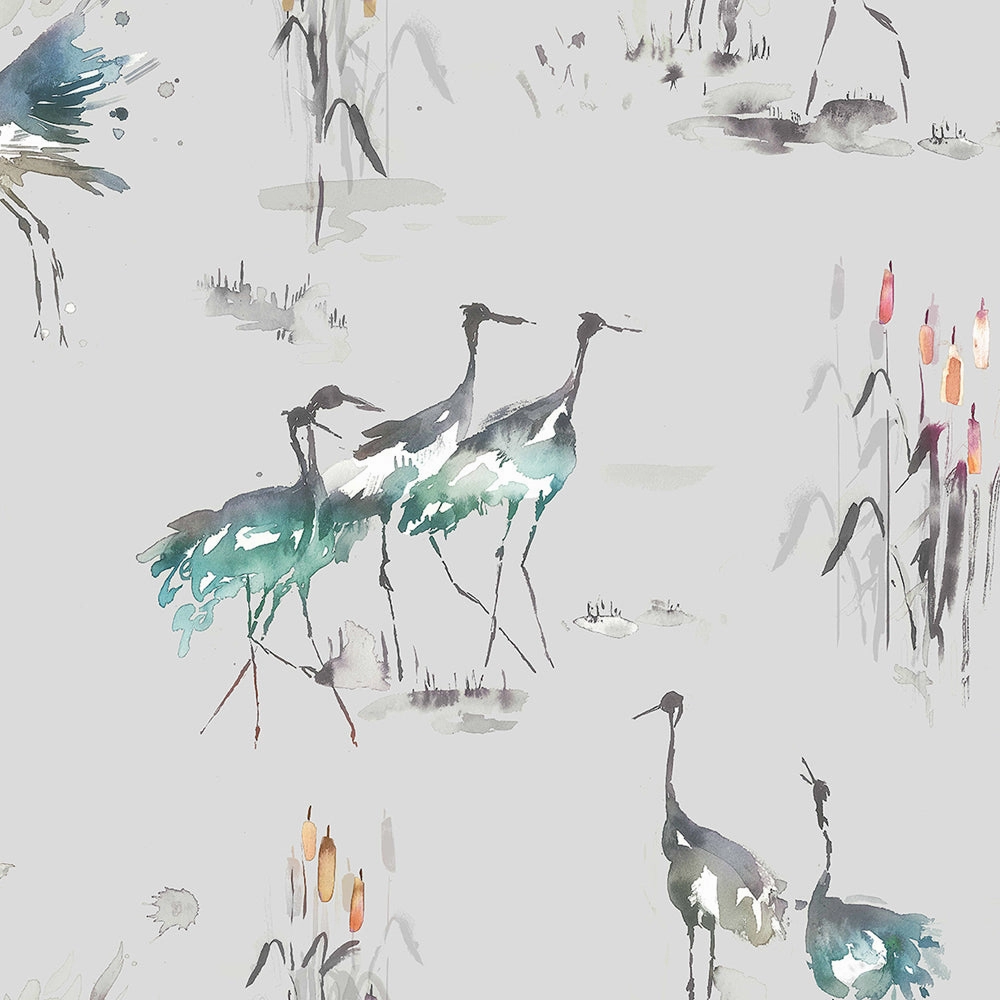 Cranes Printed Made to Measure Roman Blinds Cobalt