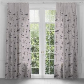 Cranes Printed Pencil Pleat Curtains Ironstonehome decor ,wall decor 