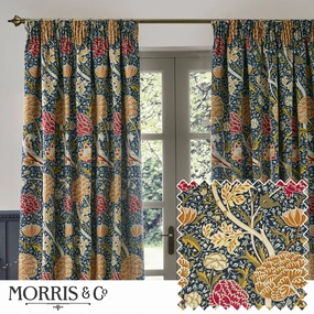 Cray Floral Velvet Pencil Pleat Curtains Indigo/Berrybedding sets ,throw blankets 