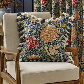 Cray Tasselled Velvet Cushion Indigo/Berrybedding sets ,throw blankets 