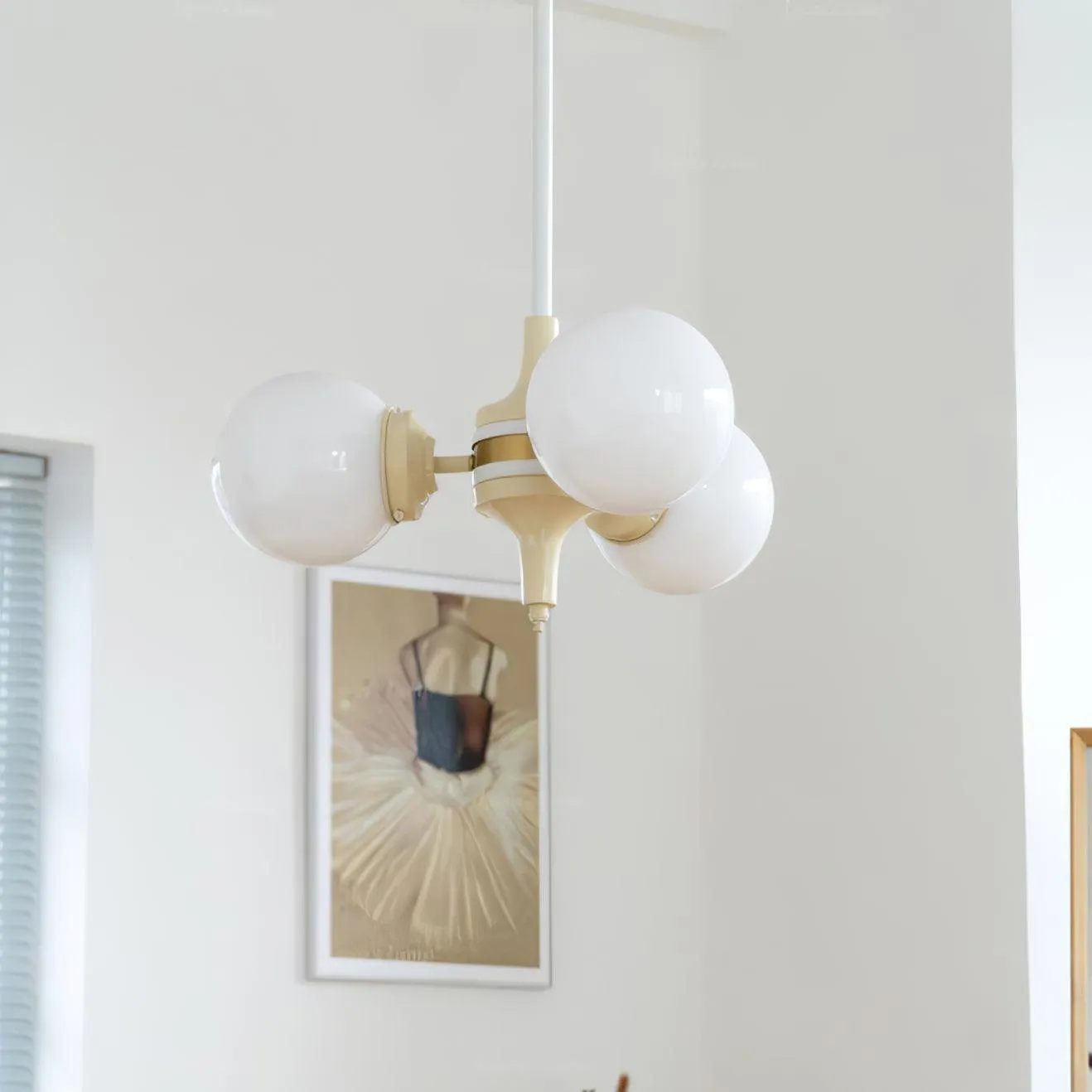 Cream Glass Ball Chandelier