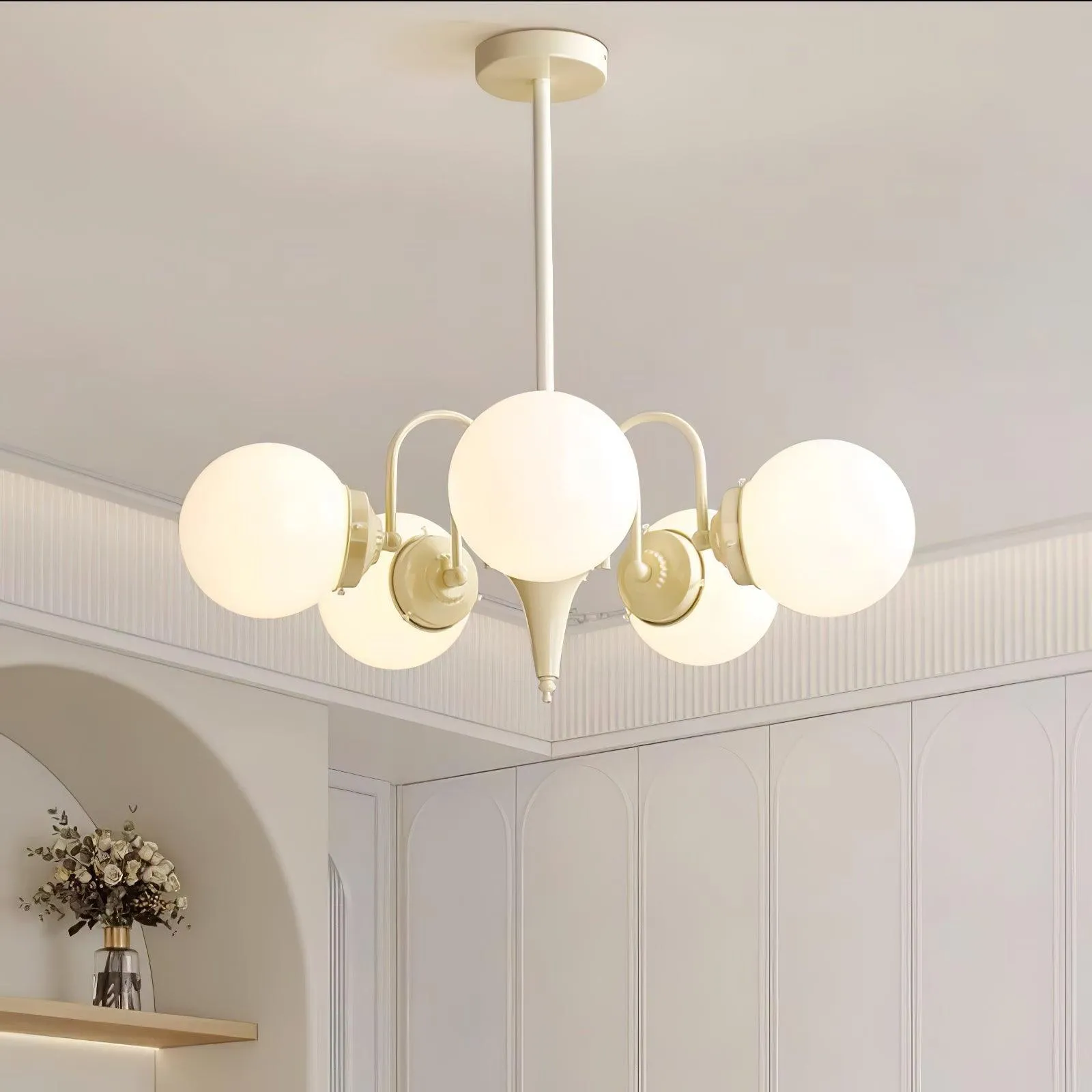 Cream Glass Ball Chandelier
