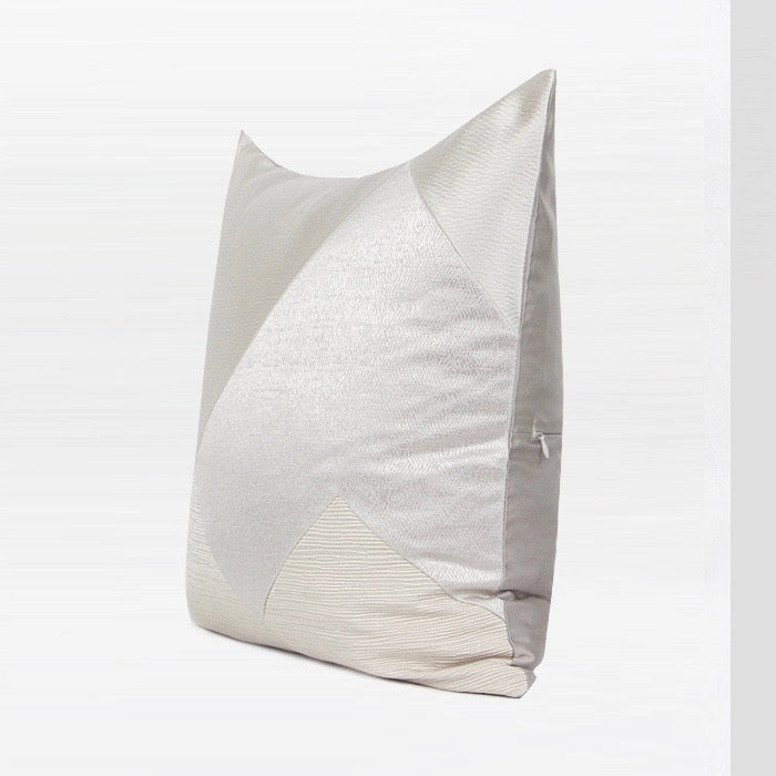 Cream and White Satin Throw Cushion